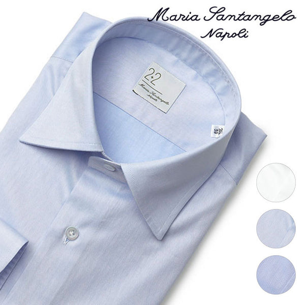 【国内正規品】MARIA SANTANGELO マリアサンタンジェロ シャツ マイクロツイル セミロングポイントカラー セミワイドカラー