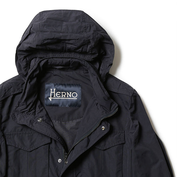 HERNO ヘルノ フィールドジャケット ブルゾン M-65 スタンドカラー フード付き ミリタリー
