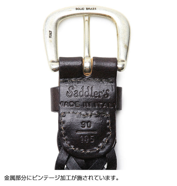 Saddler's サドラーズ メッシュ ベルト 3cm 手編み ハンドメイド 牛革レザー