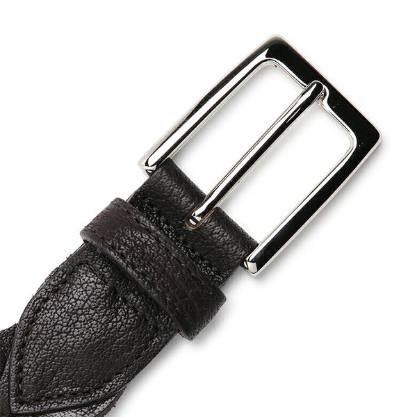 Saddler's メッシュ ベルト 3cm 手編み ハンドメイド 牛革 シンプル 角バックル G383 メンズ ブラック ブラウン
