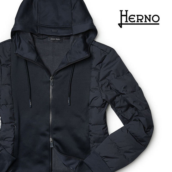HERNO ヘルノ パーカー ダウン ダンボールニット フーディー フルジップ ラミナー