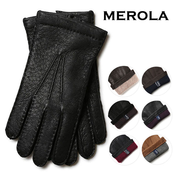 MEROLA メローラ 手袋 グローブ レザー ペッカリー カシミヤ 100％