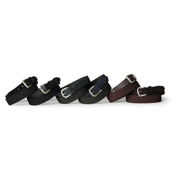 Saddler's サドラーズ ベルト レザー メッシュ エラスティック カーフレザー スエード