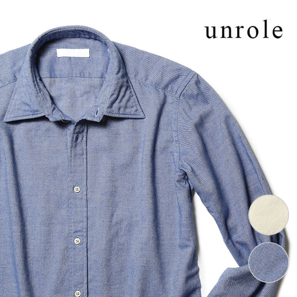 UNROLE アンロール シャツ フランネルシャツ コットン ネルシャツ ソリッド メンズ