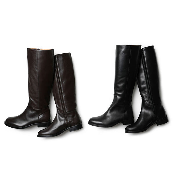 FABIO RUSCONI ブーツ ロングブーツ サイドジップ ヒール3cm フラット I-1376-GUALDO