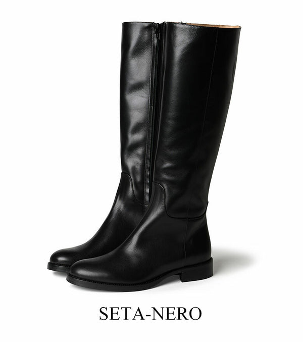 FABIO RUSCONI ブーツ ロングブーツ サイドジップ ヒール3cm フラット I-1376-GUALDO