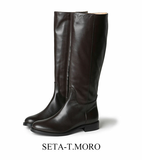 FABIO RUSCONI ブーツ ロングブーツ サイドジップ ヒール3cm フラット I-1376-GUALDO