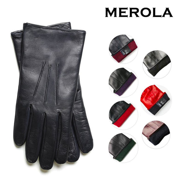 MEROLA 手袋 グローブ レザー ナッパレザー カシミヤ100％ ライニング