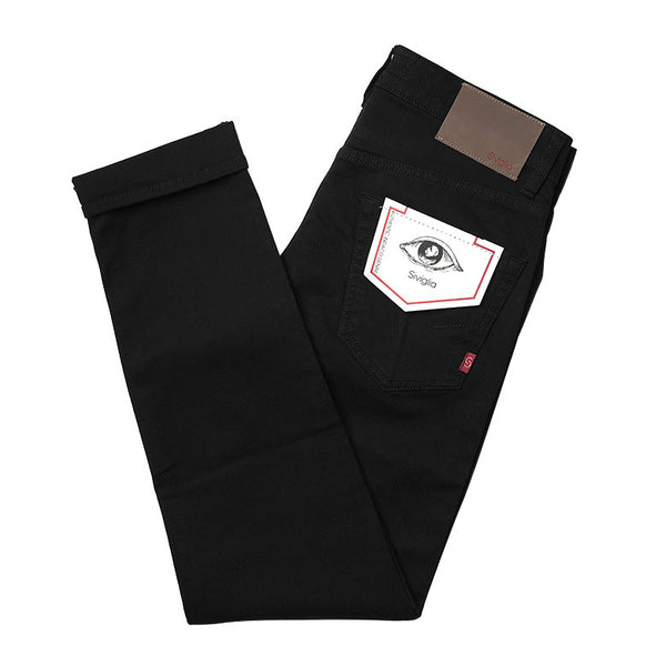 【裾直し100円】SIVIGLIA シヴィリア パンツ　ツイルパンツ ドリル ブラックデニム オーガニックコットン スキンフィット P020
