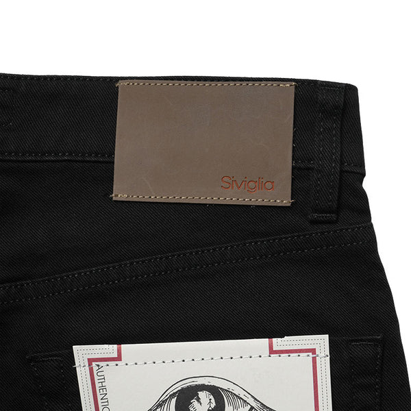 【裾直し100円】SIVIGLIA シヴィリア パンツ　ツイルパンツ ドリル ブラックデニム オーガニックコットン スキンフィット P020