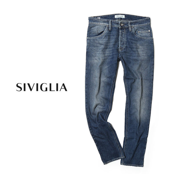 【裾直し100円】SIVIGLIA シヴィリア デニム ブラスト加工 パンツ ジーンズ ストレッチ テーパード